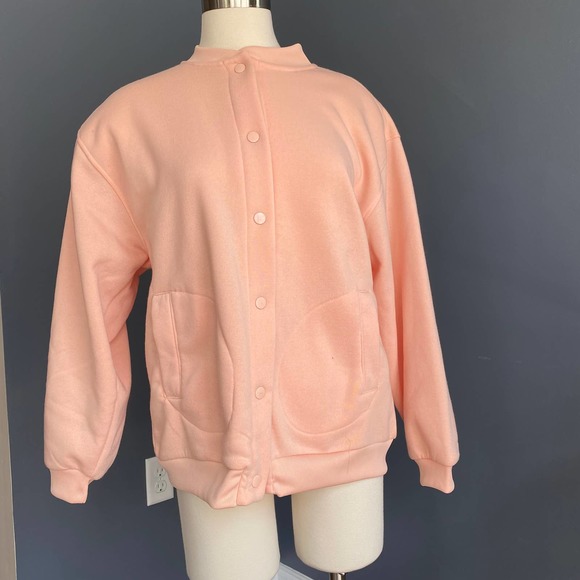 Varsity style button down sweatshirt jacket - Picture 1 of 5